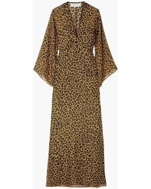 Michelle Mason Wrap-Effect Leopard-Print Silk-Chiffon Maxi Dress - Natural