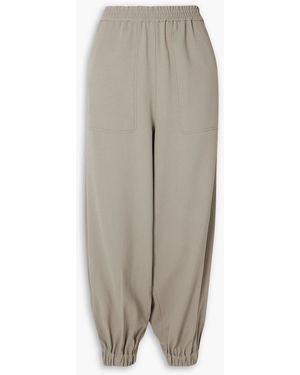 Tibi Chalky Plashet Draped Cropped Crepe Tapered Trousers - Natural