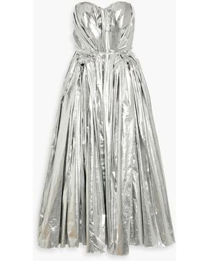McQueen Strapless Bow-Detailed Woven Midi Dress - White