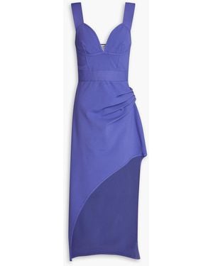 Hervé Léger Draped Embellished Ponte Midi Dress - Purple