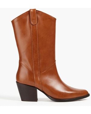 Maje Leather Cowboy Boots - Brown