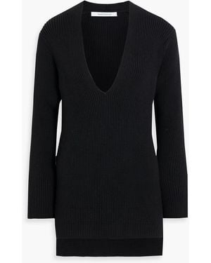 Another Tomorrow Pullover aus einer gerippten merinowollmischung - Schwarz