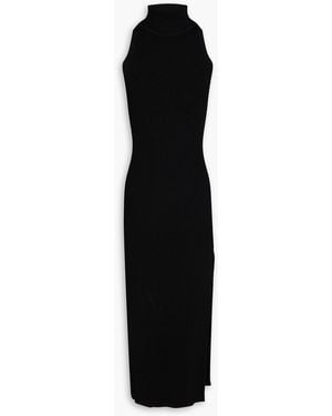 Veronica Beard Briggita Ribbed-Knit Midi Dress - Black