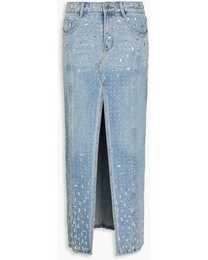 retroféte Palermo Crystal-embellished Denim Maxi Skirt - Blue