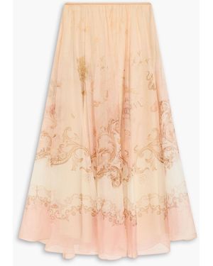 Zimmermann Floral-Print Silk-Organza Maxi Skirt - Natural