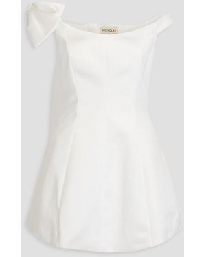 Nicholas Bow-detailed Satin Mini Dress - White