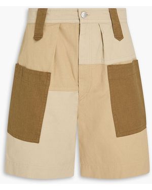 Isabel Marant Kalerna Patchwork-Effect Cotton And Linen-Blend Canvas Shorts - Natural