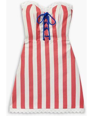 Miguelina Fiorella Striped Cotton-twill Mini Dress - Red