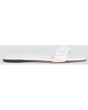 Tibi Jordan Ruched Leather Sandals - White