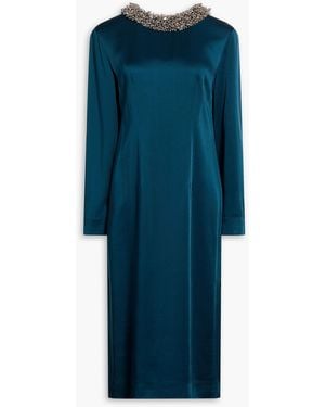 Dries Van Noten Danora Embellished Satin Midi Dress - Blue