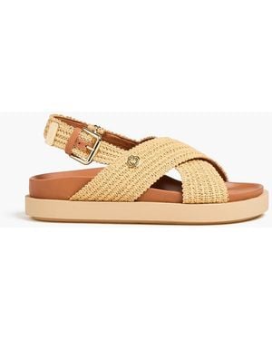 Maje Raffia Slingback Sandals - Natural