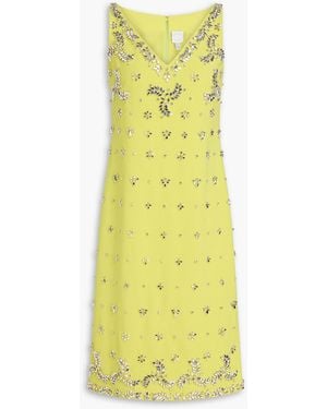 Huishan Zhang Calypso Crystal-Embellished Twill Dress - Yellow