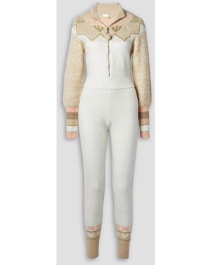 LoveShackFancy Lali Intarsia-knit Jumpsuit - White