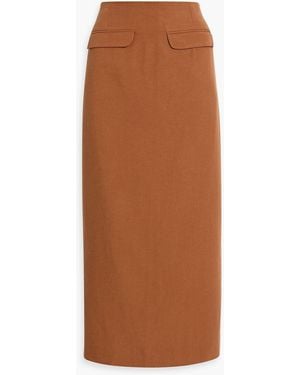 FARM Rio Cotton And Lyocell-Blend Midi Skirt - Brown