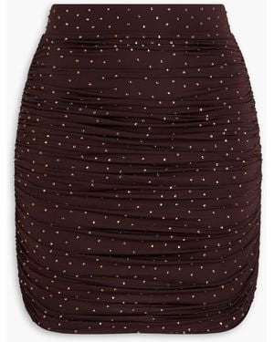 Alex Perry Ruched Crystal-Embellished Stretch-Jersey Mini Skirt - Red
