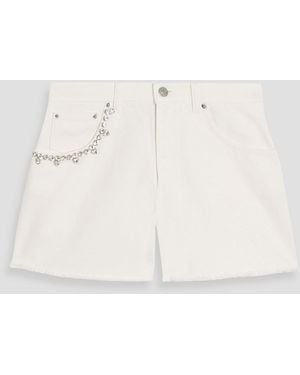 Area Crystal-Embellished Denim Shorts - Natural