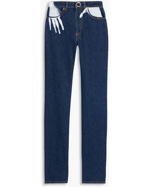 Area Printed High-Rise Straight-Leg Jeans - Blue