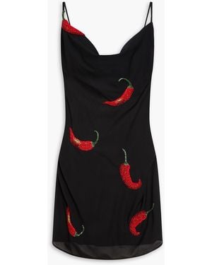 Leslie Amon Galli bead-embellished tulle mini dress - Schwarz