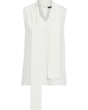 St. John Tie-neck Silk-blend Crepe De Chine Top - White