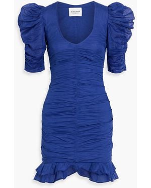 Isabel Marant Sireny Ruched Cotton-Voile Mini Dress - Blue
