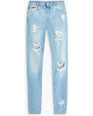 Dolce & Gabbana Skinny-Fit Distressed Denim Jeans - Blue