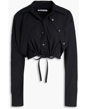 T By Alexander Wang Cropped Cotton-poplin Shirt - Black