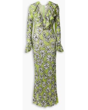 Ashish Ruffled Sequined Georgette Maxi Dress - Green