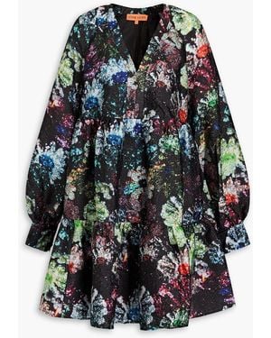 Stine Goya Jesmine Floral-print Cloqué Mini Dress - Black