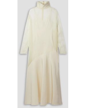KHAITE Bellamy Faille And Silk-organza Turtleneck Maxi Dress - White
