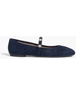 Stuart Weitzman Mary-jane-ballerinas "justina" aus veloursleder mit kristallverzierung - Blau