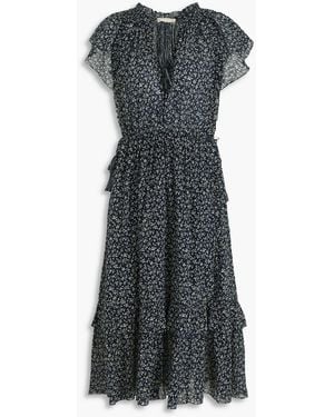 Ulla Johnson Anja Ruffled Floral-print Cotton-crepon Midi Dress - Gray