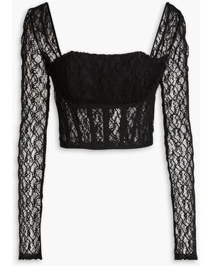 Nicholas Petina Cropped Cotton-blend Lace Top - Black