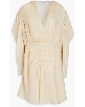 IRO Lorelle Wrap-effect Pleated Lamé Mini Dress - Natural