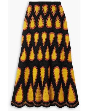 Gabriela Hearst Cleo Crocheted Cashmere Maxi Skirt - Orange