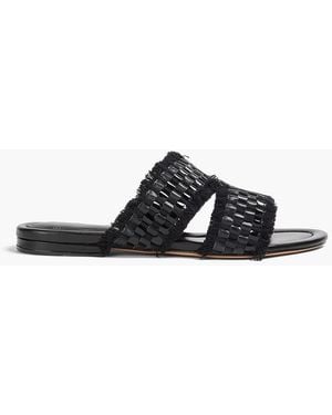 Alexandre Birman Frayed Braided Leather Sandals - Black