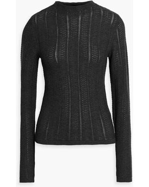 Rag & Bone Francesca Pointelle-Knit Wool Sweater - Black