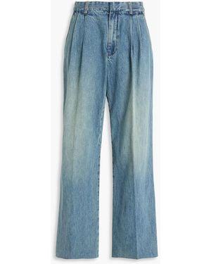 Zimmermann Pleated High-Rise Wide-Leg Jeans - Blue