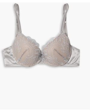 I.D Sarrieri Metallic Embroidered Stretch-tulle Underwired Push-up Bra - White