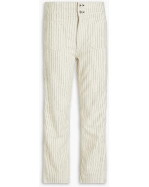 Rag & Bone Gestreifte cropped hose mit geradem bein aus einer baumwoll-, leinen-hanfmischung - Weiß