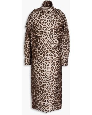 Zimmermann Leopard-Print Twill Trench Coat - Brown