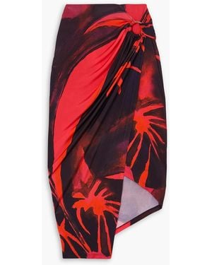 Louisa Ballou Coastline wickelrock aus bedrucktem stretch-jersey mit verzierung - Rot