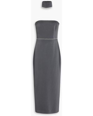 Alex Perry Strapless Crystal-Embellished Satin-Crepe Midi Dress - White