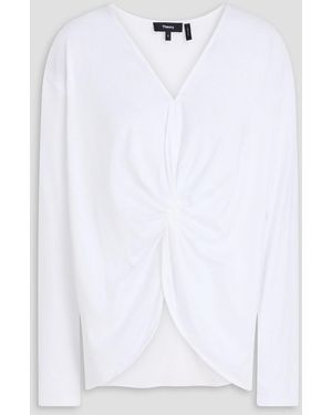 Theory Twisted Pima Cotton-Jersey Top - White