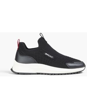 Bally Dewan Knitted And Leather Trainers - Black