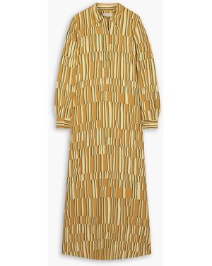 Lafayette 148 New York Blixa hemdkleid in maxilänge aus crêpe mit streifen - Gelb