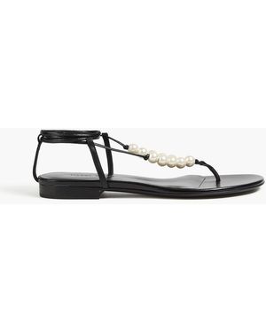 Magda Butrym Faux Pearl-Embellished Leather Sandals - Black