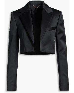 Victoria Beckham Cropped Cotton-Blend Satin Jacket - Black