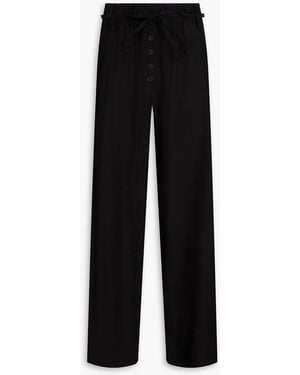 A.Emery Macie Belted Cotton-Blend Twill Wide-Leg Trousers - Black