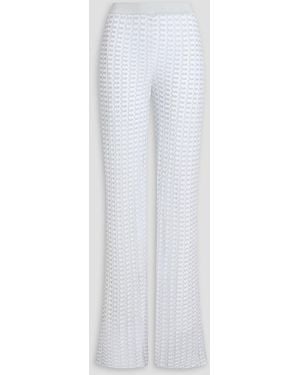 Missoni Metallic Printed Crochet-Knit Wide-Leg Trousers - White