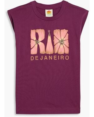 FARM Rio Printed Cotton-Jersey Top - Purple